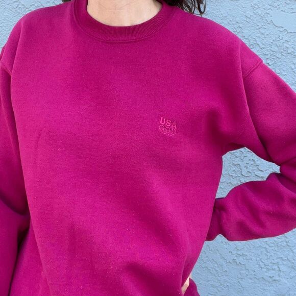 Pink Crewneck Sweatshirt in Womens Large JC Pennys Vintage Olympics - Picture 2 of 9